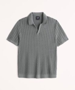Abercrombie & Fitch Men's Textured Stitch Johnny Collar Polo