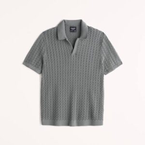 Abercrombie & Fitch Men's Textured Stitch Johnny Collar Polo